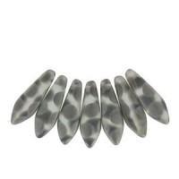 Czech Glass Daggers Perlen 5x16mm Crystal chrome dots matted 00030-2747A